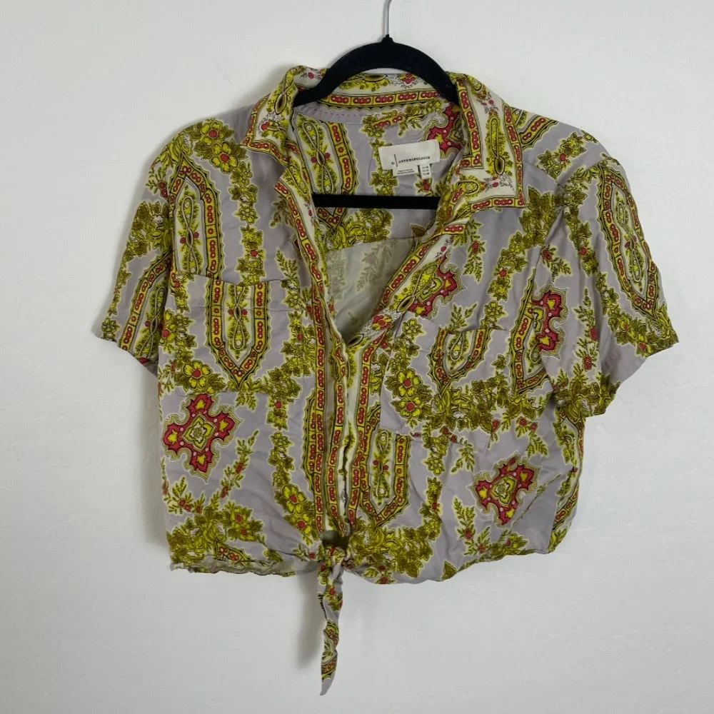 ⭐️Echarpe Button Down Chic Girly Hipster Hippie Paisley Boho Bohemian Classy Top - Picture 9 of 9